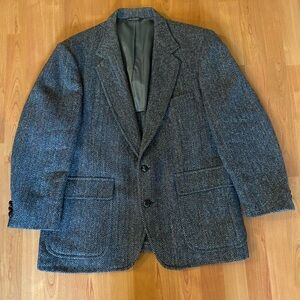 Charcoal Navy Herringbone Tweed Blazer